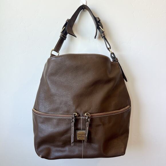 Dillen Pocket Sac Dooney & Bourke Brown Leather Hobo Bag Purse Shoulder - Picture 1 of 9